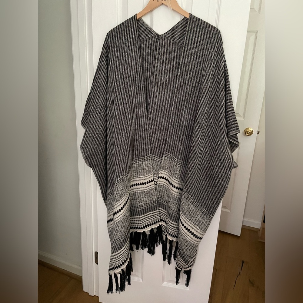Striped Shall with Fringe Detail